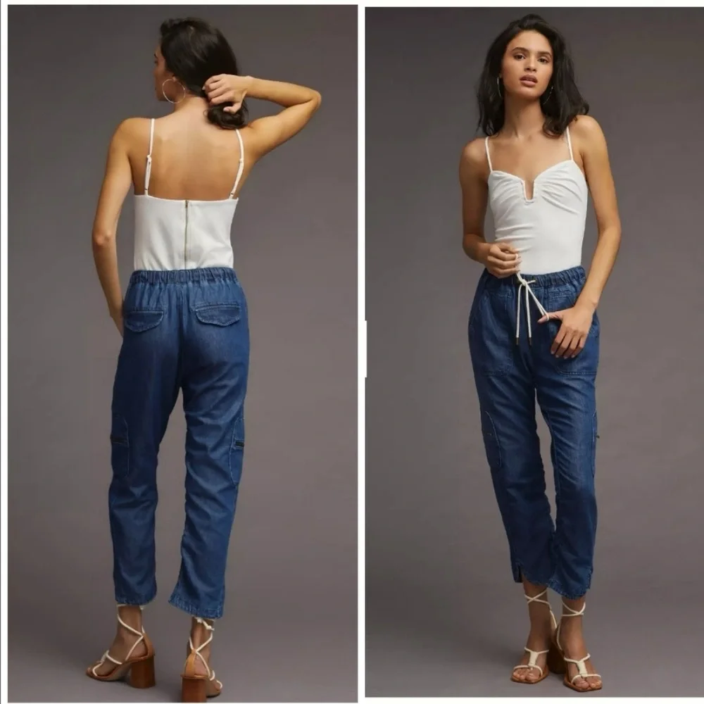 Anthropologie Pilcro The Cottage Drawstring Utility Cargo Jean Pant in Small - Picture 2 of 9